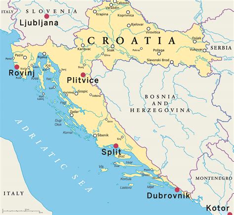 map of montenegro and croatia.
